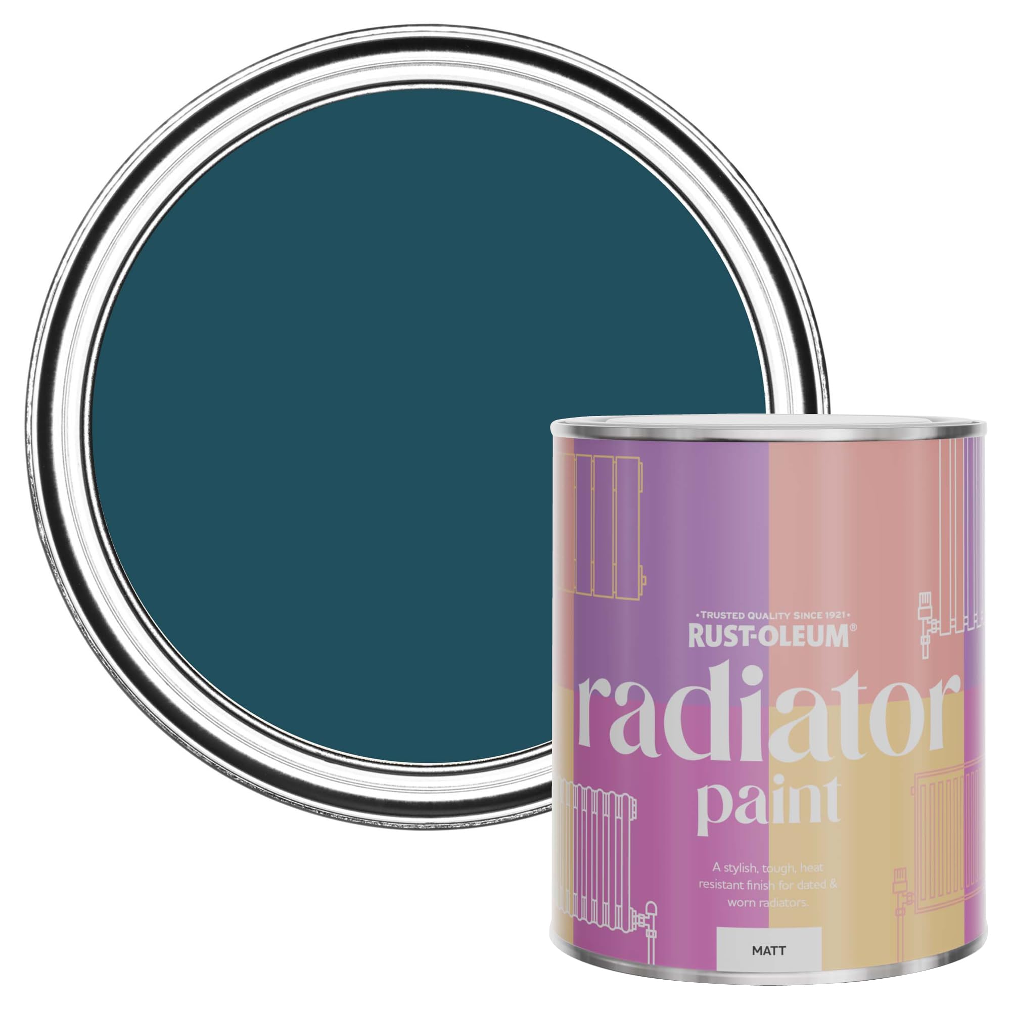 Rust-Oleum Blue Heat Resistant Radiator Paint in Matt Finish - Commodore Blue 750ML