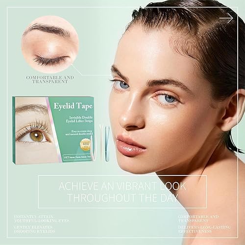 Miniatura 7 de Cinta para párpados, 480 tiras levantadoras de párpados, cinta de párpados para ojos con capucha invisible, cinta impermeable de doble párpado,