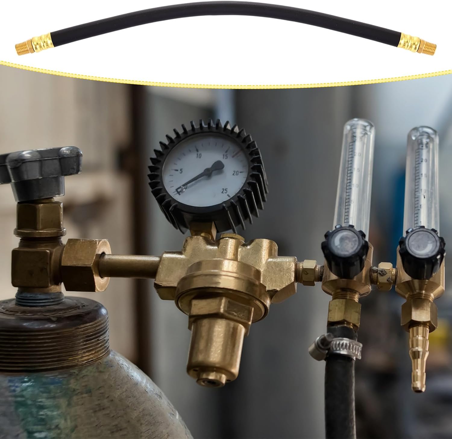 Threlaco 2 Pcs 18 Inch Short Air Compressor Hose 1/4" Male NPT to 1/4" Male NPT Connections Lead-free Brass for Car, Bike, Motorcycle