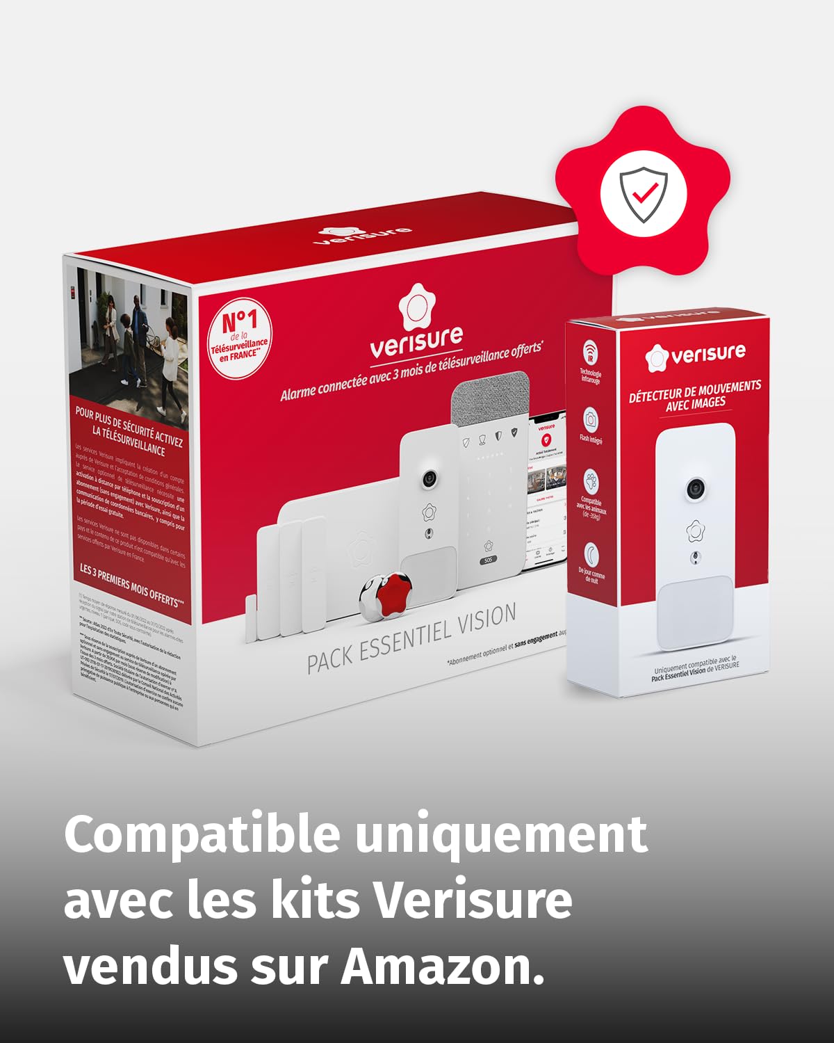 Accessoire certifié Verisure, Détecteur de Mouvement avec capteur Photo, Compatible avec Kits Alarme Maison DIY Uniquement