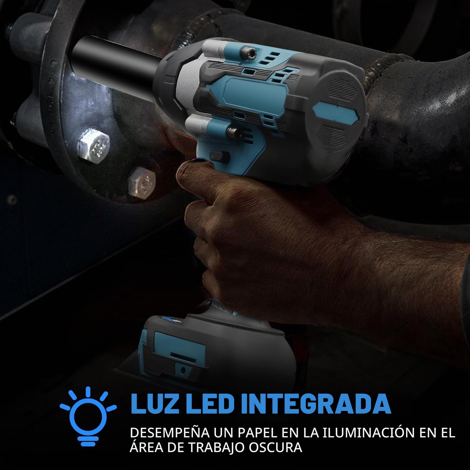 1000Nm Llave de Impacto Inalámbrica Brushless Compatible con Makita 18V | Professional 1/2'' Pistola de Impacto Pistola De Impacto Electrica con 6 Enchufes, Adaptador Destornillador de Impacto