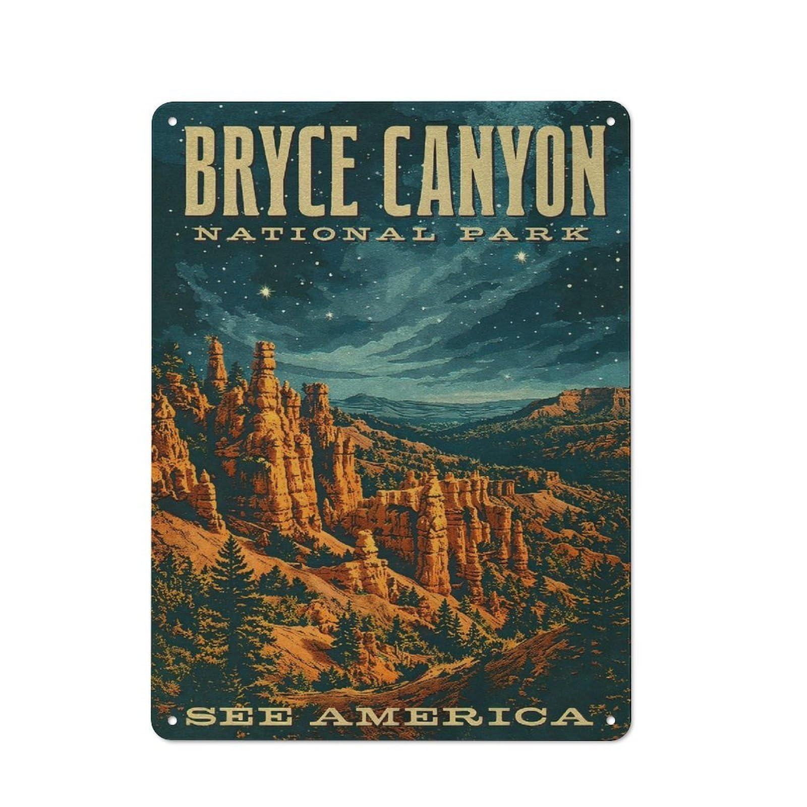 Junmoney Style-8 Bryce Canyon National Park Vintage Rustic Tin Sign 40X30cm For Lounge Or Reading Corner, For Metal Sign Collectors, For Cafés, Pubs And Restaurants