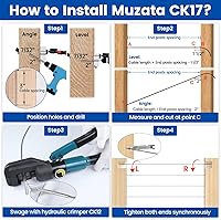 Vista 5 de Muzata Paquete de 50 tornillos para barandillas de cable de 1/8 pulgadas, rosca para zurdos y diestros para poste de madera T316, sistema