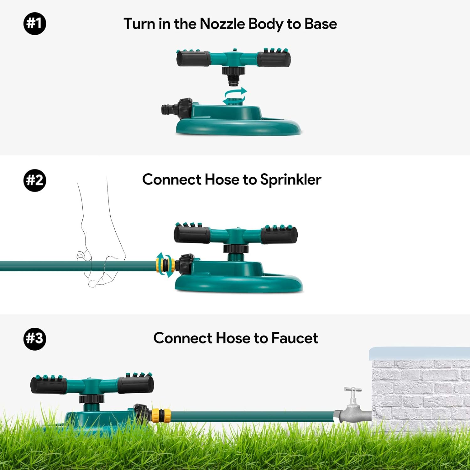GOLDFLOWER Garden Sprinkler, Adjustable 360 Degree Rotation Lawn Sprinkler, Large Area Coverage, Multipurpose Yard Sprinklers for Plant Irrigation and Kids Playing : Patio, Lawn & Garden