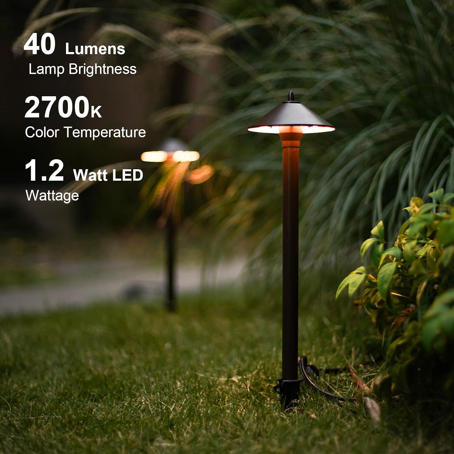 GOODSMANN Landscape Lighting Low Voltage Path Lights Floodlight Outdoor Lighting with Replaceable LED Bulb 1.2W 40 Lumens 2700K Brown 9121-11501-01A