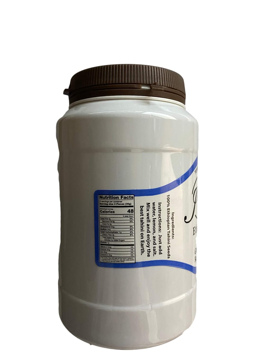 Shirley Bar Living Ethiopian Tahini, Kosher tahini dressing, Vegan, Raw, hulled, non-Gmo - The Best Tasting Tahini sesame paste, amazing sauce! Pure Ground 100% Ethiopian Sesame seeds, 1 LB (4 pack)