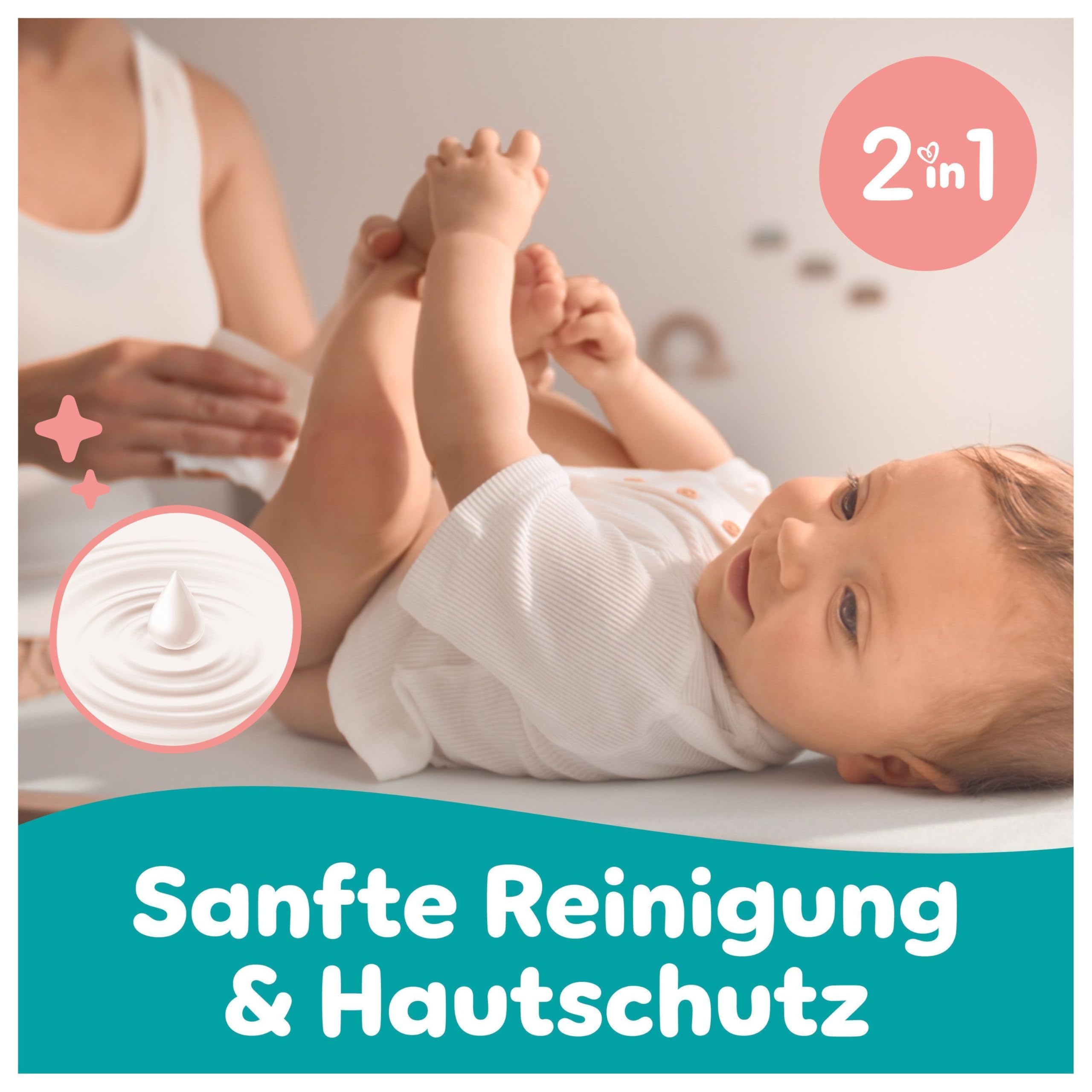 Pampers Sensitive Baby-Feuchttücher, 12 Packungen mit 80 Feuchttüchern = 960 Baby-Feuchttücher, 2-in-1 sanfte Reinigung & Hautschutz