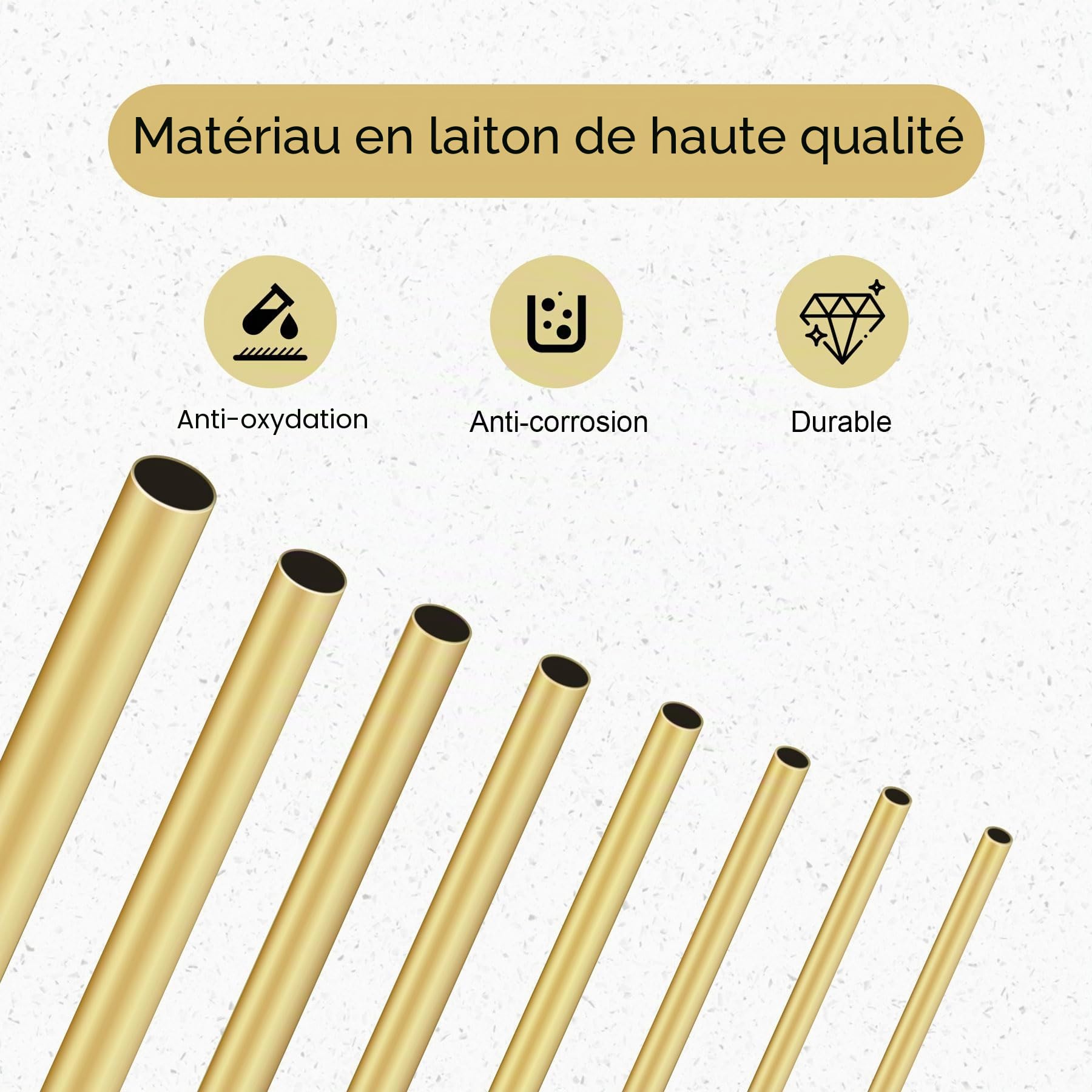 Lot de 8 tubes ronds en laiton - 2 mm, 2,5 mm, 3 mm, 4 mm, 4,5 mm, 5 mm, 6 mm, 8 mm, diamètre extérieur x 0,3 mm, épaisseur de paroi : 300 mm