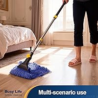 Vista 8 de Yocada Trapeador húmedo de cuerda con extremo de bucle, trapeador de algodón resistente, grado industrial comercial, telescópico, poste de hierro