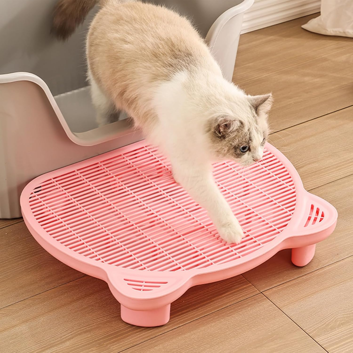SpaceTime Cat Litter Mat Litter Trapping Mat,20.08"x15.94"x3.54"Large Dual-Layer Cat Litter Box Mat for Kitty,Floor Protection,Waterproof Urineproof(Pink) 1 Count (Pack of 1) Pink