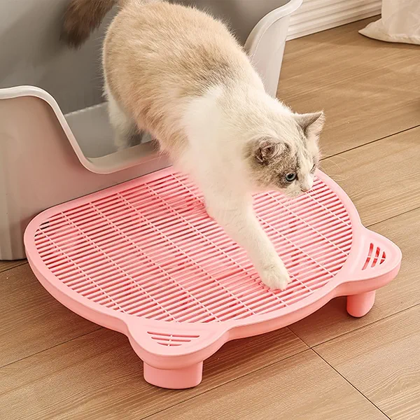 SpaceTime Cat Litter Mat Litter Trapping Mat,20.08"x15.94"x3.54"Large Dual-Layer Cat Litter Box Mat for Kitty,Floor Protection,Waterproof Urineproof(Pink)