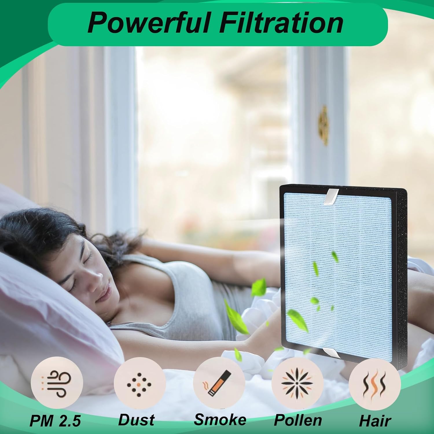 M11 Air Replacement Filters 2 Pack Compatible with Model HIMOX M11 Air Purifier Replacement, 3-Layer Air Clean Filtration - Image 4