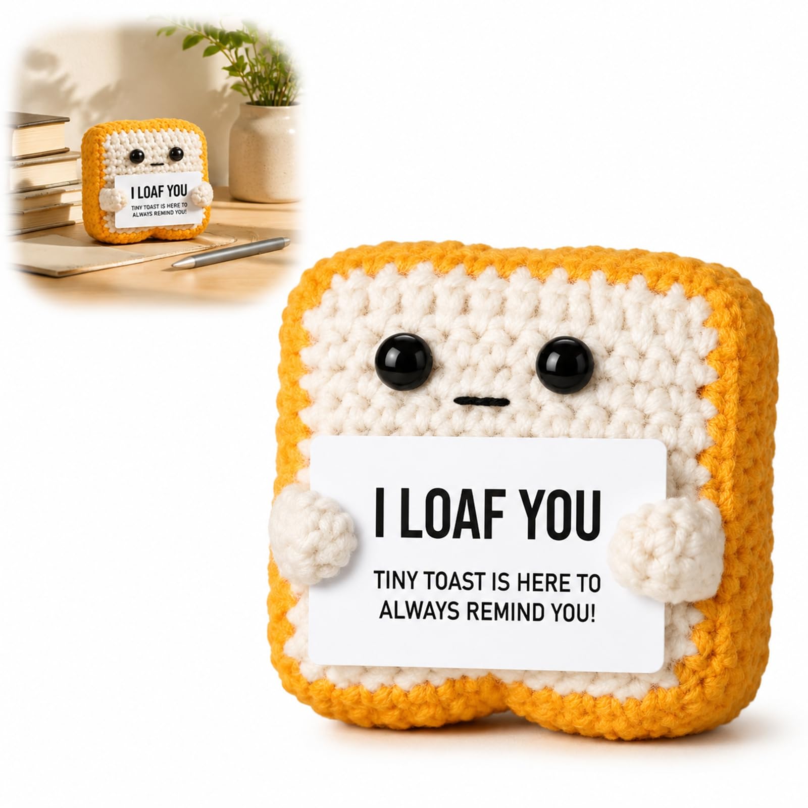 Crochet I Loaf You Toast Doll with Love Message Card — image 1
