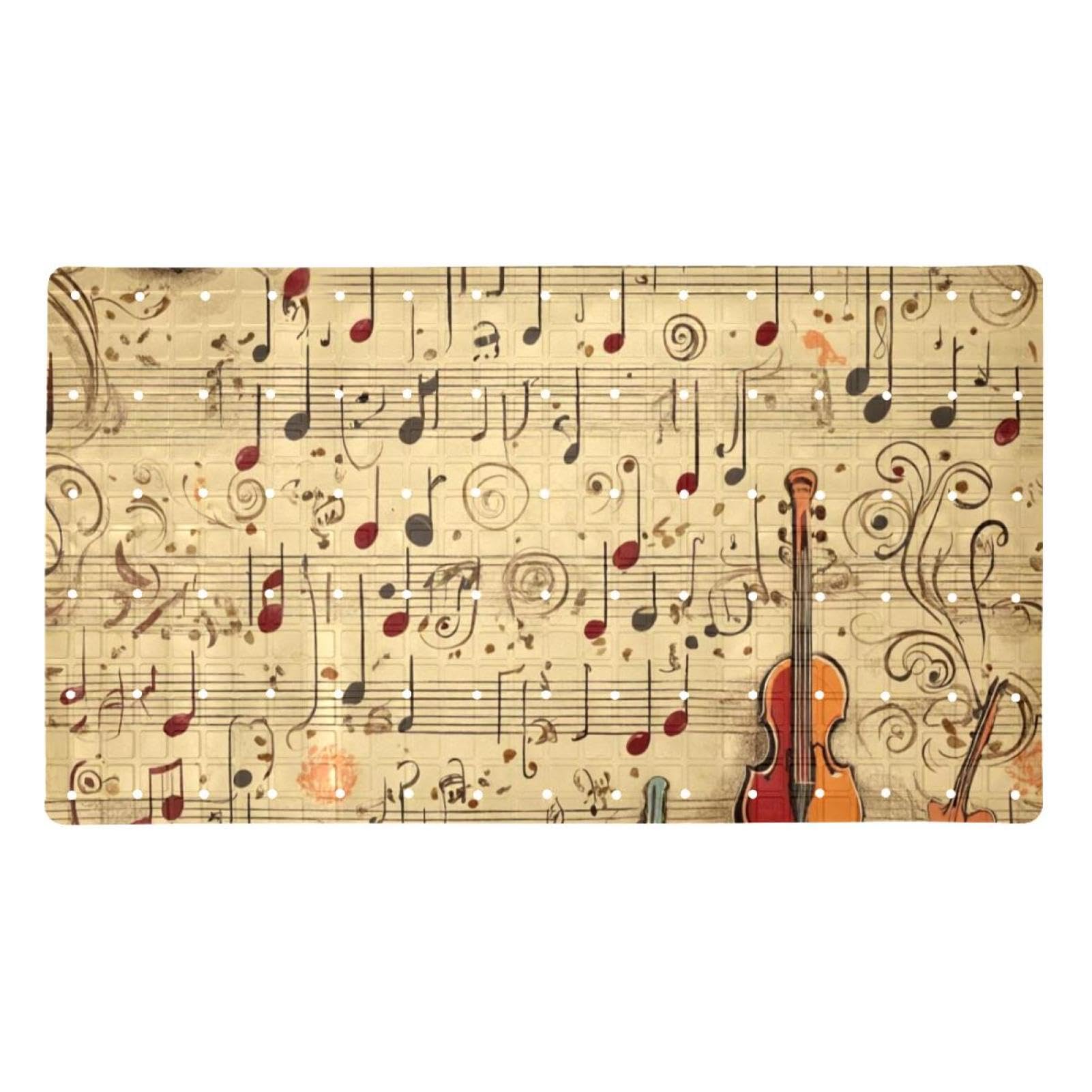 Tapete de baño de notas musicales retro extralargo y lavable para adultos