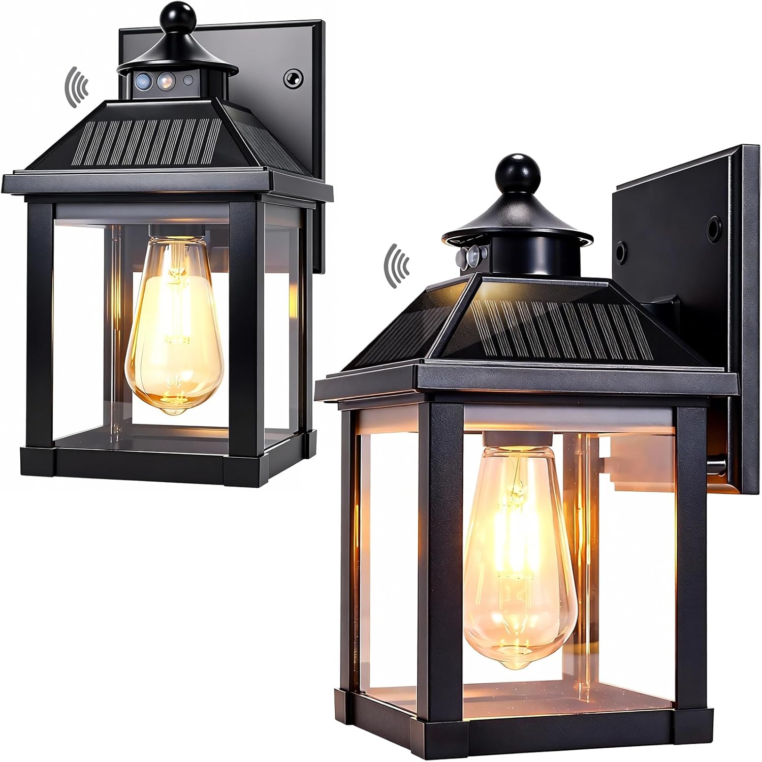 Solar Wall Lights Outdoor, Dusk to Dawn Porch Lights Fixture, Motion Sensor Exterior Solar Sconce Waterproof with 3 Lighting Modes Wall Mounted for Garage Patio Front Door Backyard Entryway