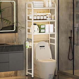 PureBox Over The Toilet Storage Rack, Space Saver for Small Bathroom, Cream