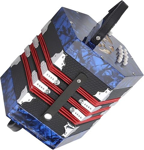 Miniatura 6 de Eujgoov Acordeón de concierta, acordeón de concierto de 20 botones, profesional portátil para adultos, suministros de instrumentos musicales (azul