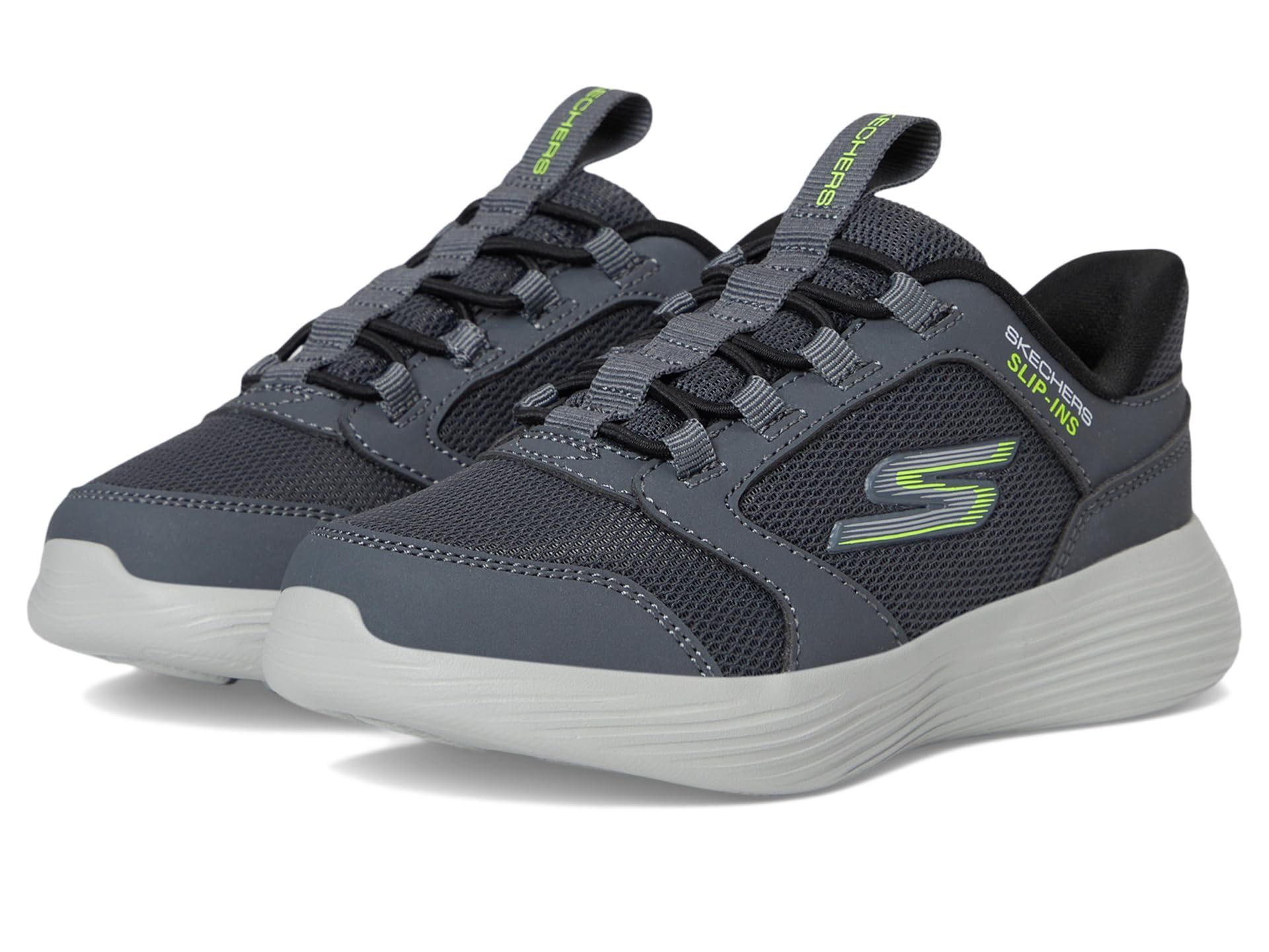 Skechers Boy's Go Run 400 V2 Turbo-Brisk Slip-in Trainers, Charcoal Synthetic/Textile/Black & Safety, 9.5 UK Child