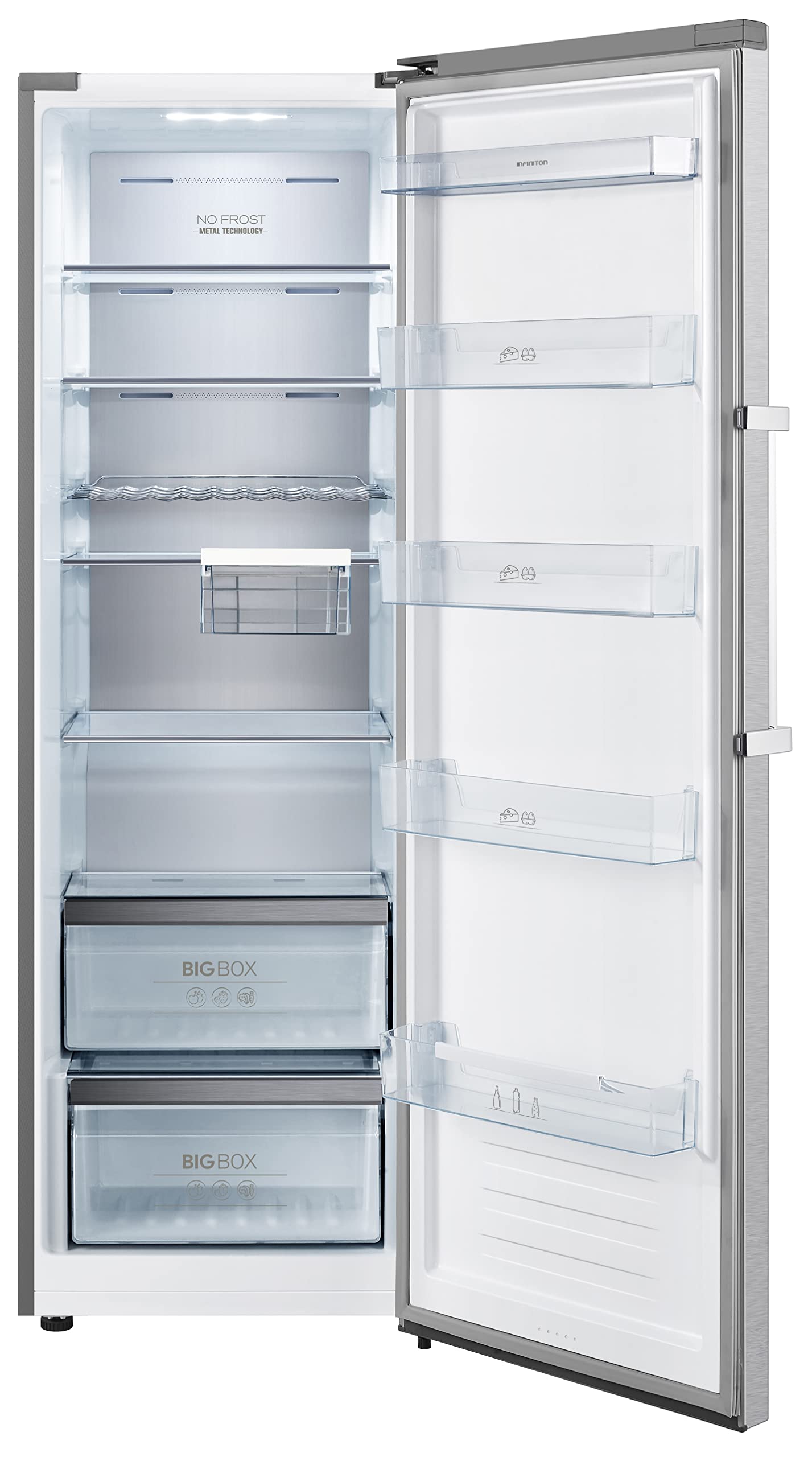 INFINITON CL-85EH - Frigorífico 1 puerta, Inox, 370 litros, Inverter, No Frost, Compresor con 10 años de garantía