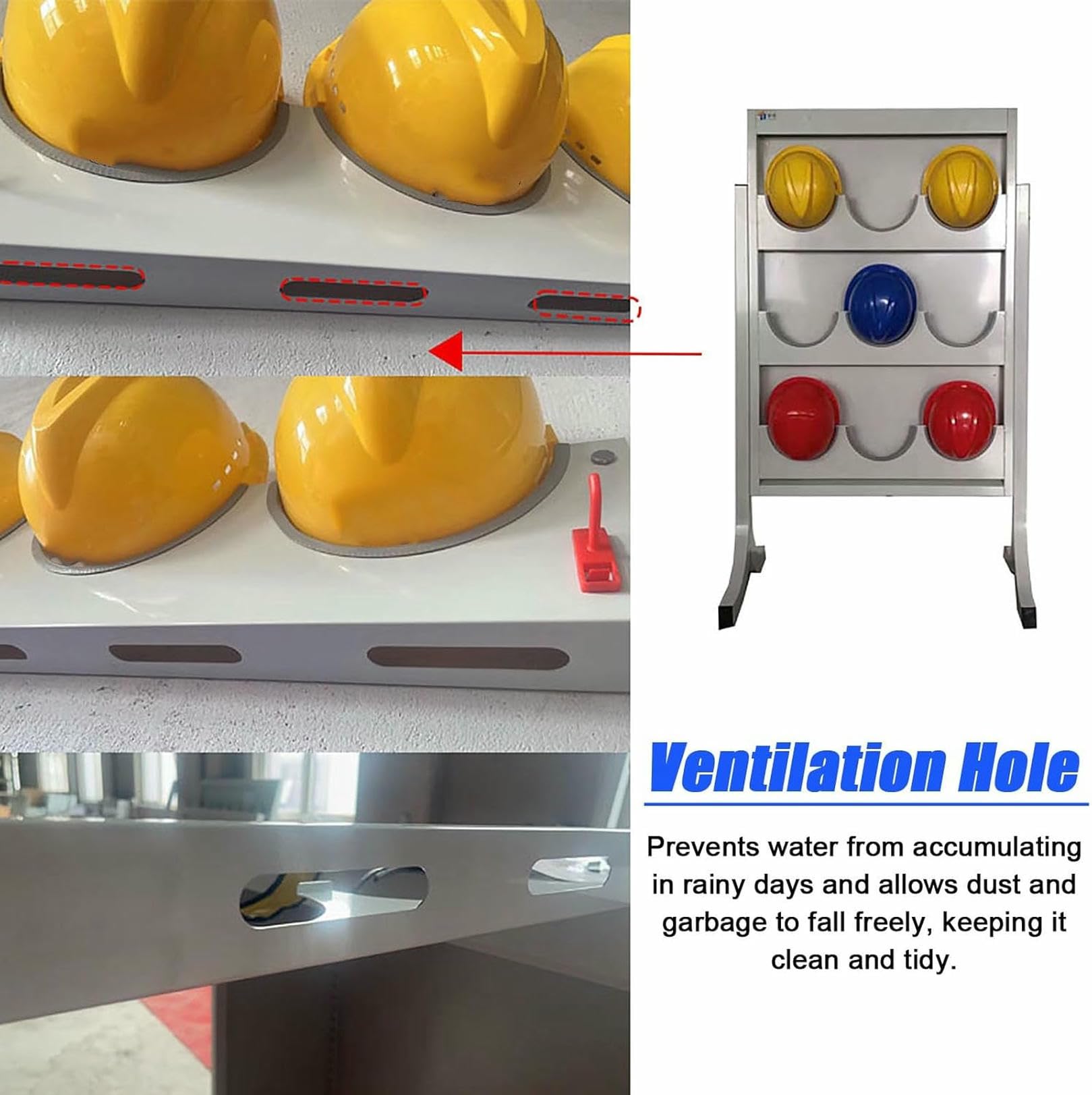 Organizador de Cascos Independiente, para Taller/fábrica/Oficina de Obra, Estante para Cascos con Tira de Goma Suave, Soporte de Acero Resistente para exhibir Cascos de Seguridad