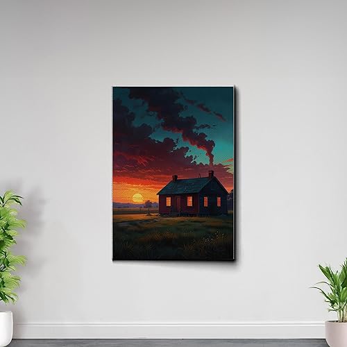 Miniatura 7 de Canvas Print Farmhouse On The Prairie Rustic Farmhouse Wall Art Framed Canvas Print Synthwave Rustic Mashup Art Watercolor print Canvas, Decor