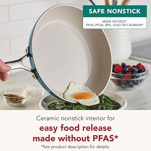 Miniatura 4 de KitchenAid Juego de ollas y sartenes antiadherentes de inducción de cerámica anodizada dura con cacerolas, sartenes, olla y tapas, apto para