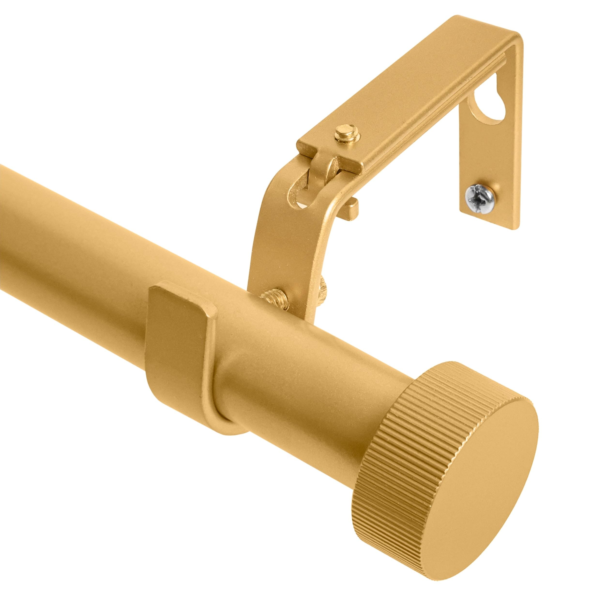 Meriville 1-Inch Diameter Nathan End Cap Single Window Treatment Curtain Rod, 48-Inch to 84-Inch, Royal Gold