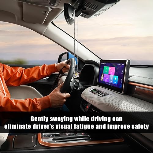 Miniatura 4 de Suvnie Dados creativos para colgar con puntos, dados cuadrados retro de metal para espejo retrovisor del automóvil, adorno universal para colgar en