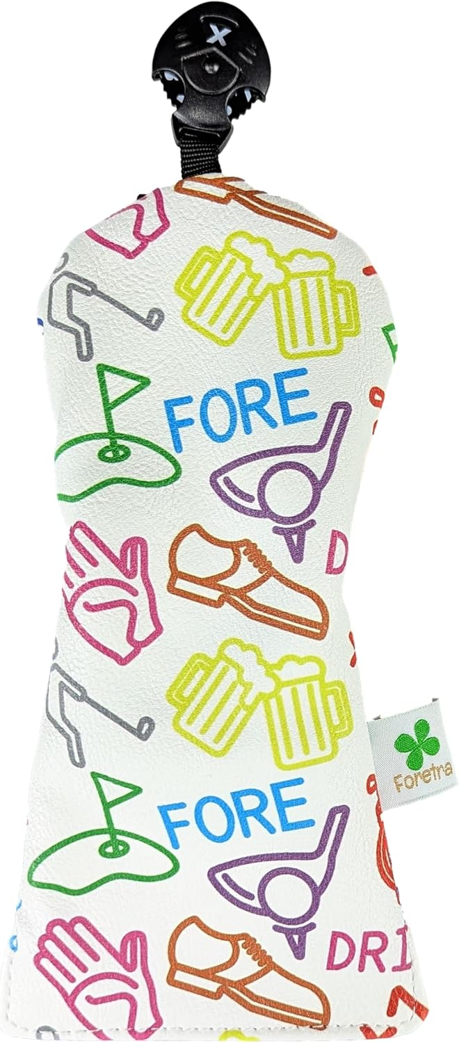 Foretra Golf Icons Pattern Driver Headcover Golf Club Covers Novelty Blade Mallet Putter Cover Head Cover Golf Accessories for Most Brands