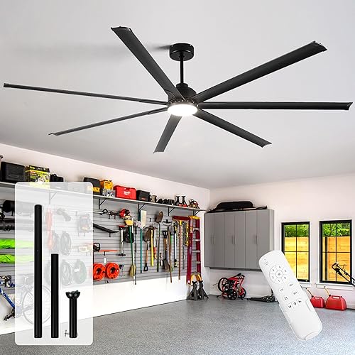 Miniatura 15 de Ventilador inteligente industrial de techo de 72 pulgadas con luz y control remoto a través de WiFi Alexa, ventilador de techo grande con 8 aspas de