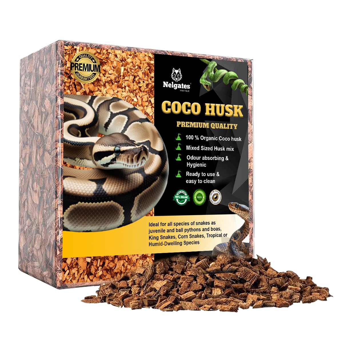 Nelgates Coco Husk Block for Animal Bedding pet Products Dogs, Cats Reptiles Snakes Chicken Bird 1kg