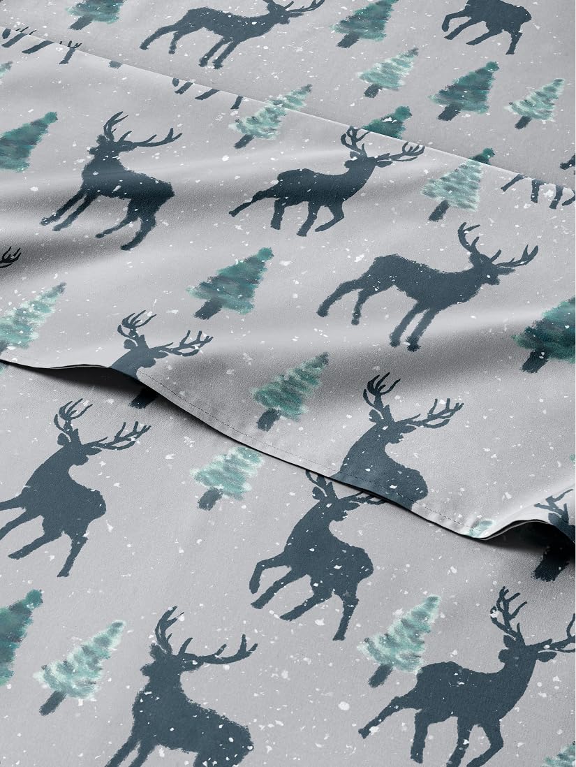 Christmas Sheet Set, Christmas Reindeer, Holiday Xmas Bedding Set - Queen
