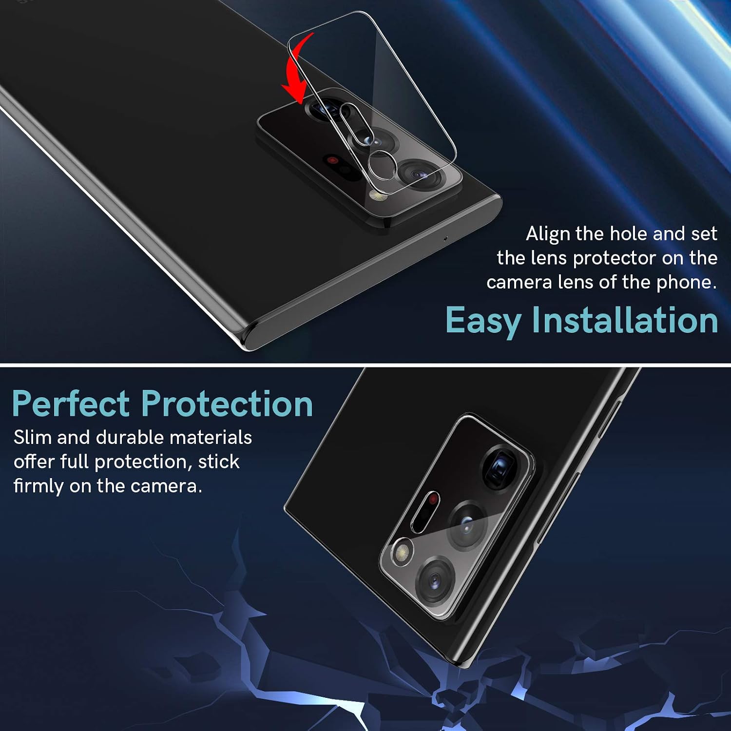 4 Pack EGV 2 Pack Tempered Glass Screen Protector and 2 Pack Camera Lens Protector Compatible with Samsung Galaxy Note 20 Ultra 6.9-inch, Easy Installation Tool, Fingerprint Unlock Compatible