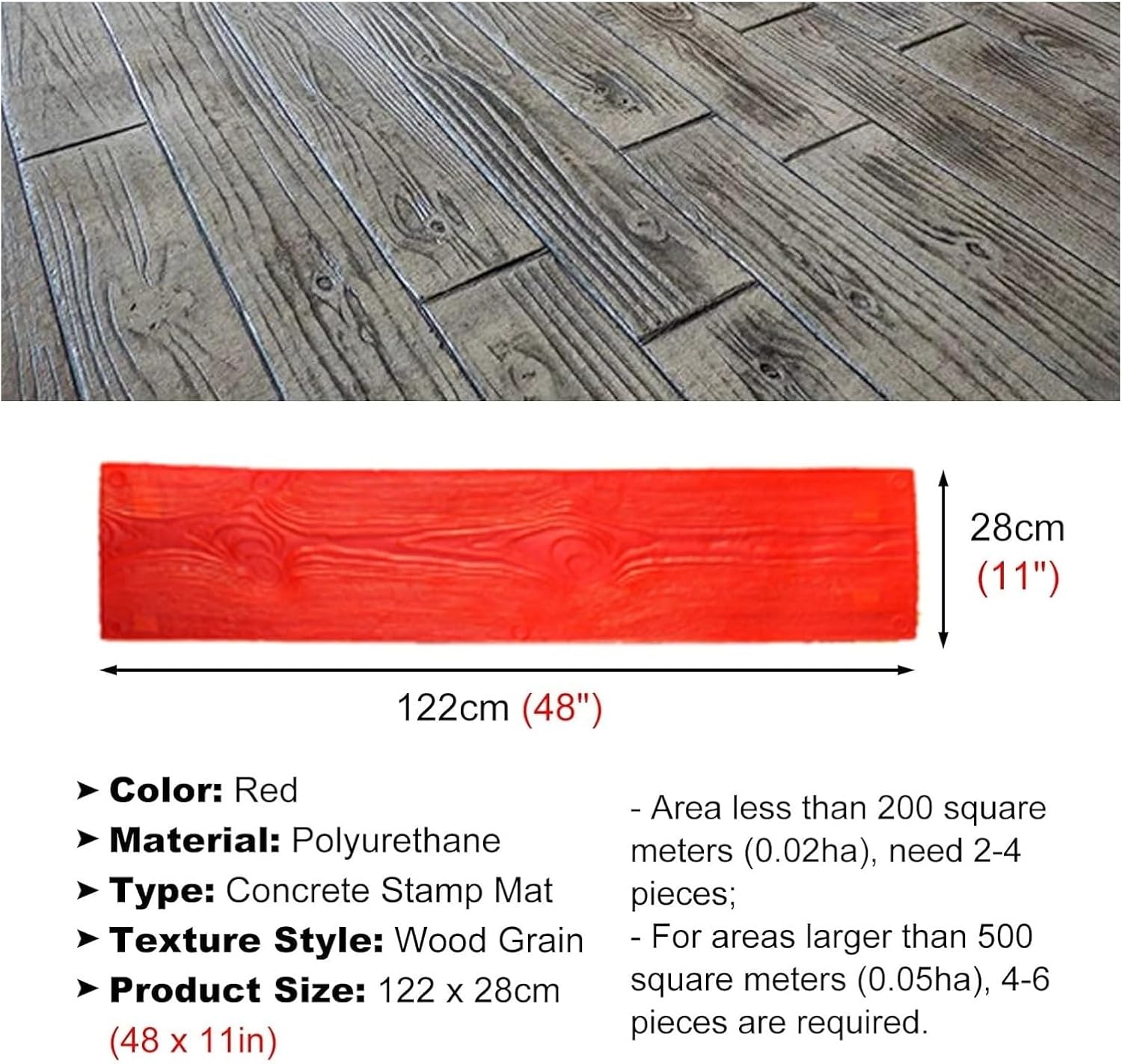 Concrete Texturing Skin, Concrete Stamps Mat, Wood Pattern Concrete Stamp Mat, For Garden Patio, Cement Texture Printing Forms(2 Pcs)