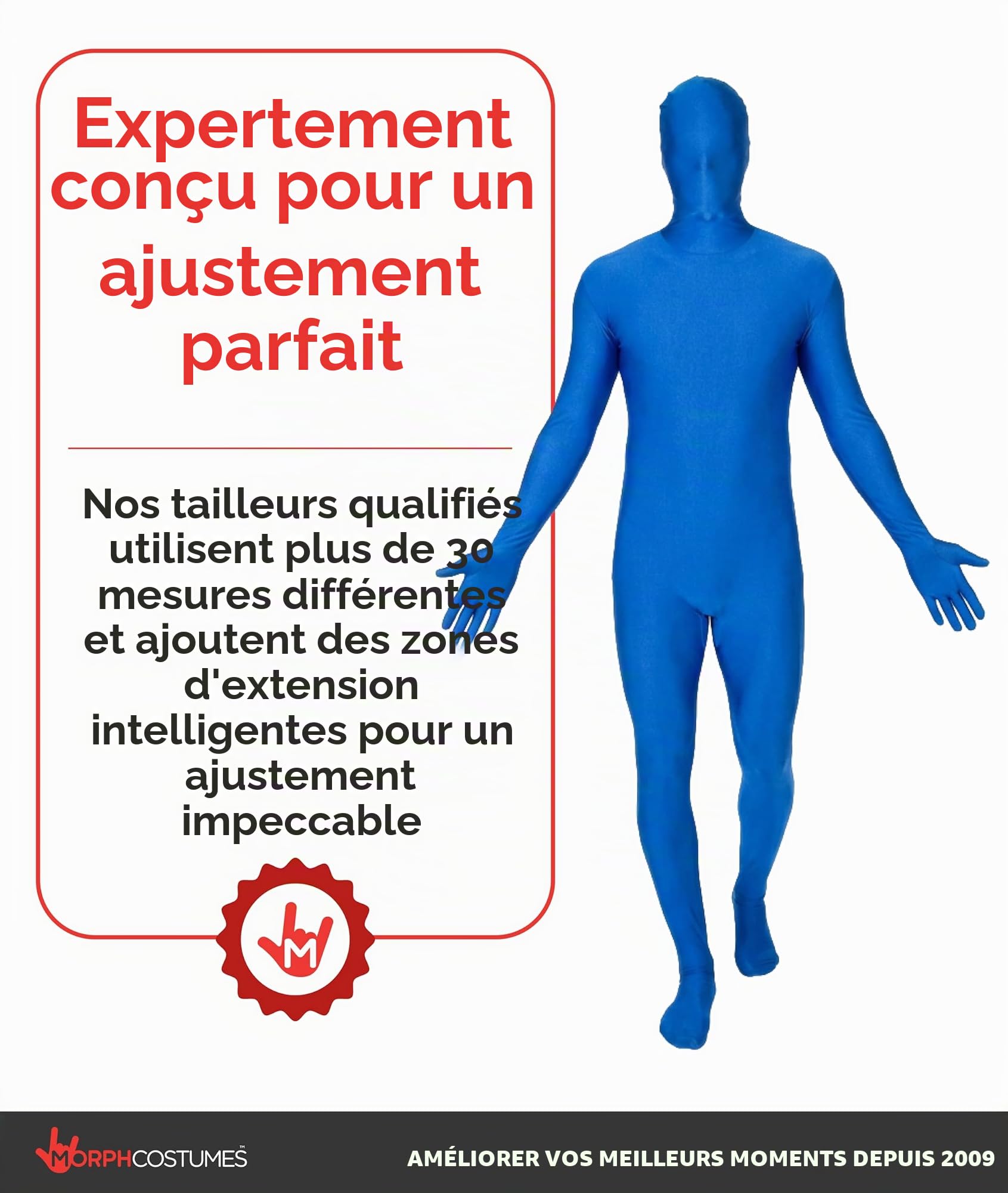 Morphsuits Deguisement Seconde Peau, Combinaison Homme, Deguisement Monochrome, Déguisement Intégral, Zentai Adulte, Costume Halloween Adulte