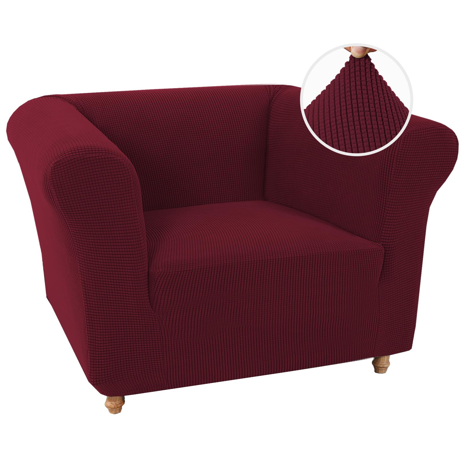 BXFUL Stretch Chesterfield Sofa Cover 1 Piece Couch Cover for Living Room Soft Non-Slip Sofa Slipcover Furniture Protector for Dogs Feature Thick Jacquard Fabric (Chair,Claret) — image 1