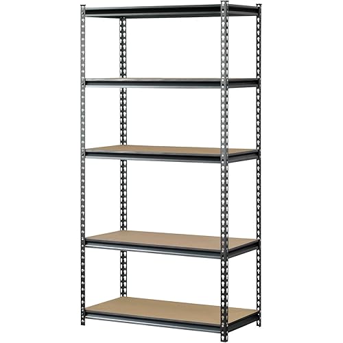 Muscle Rack UR361872PB5PAZ-SV Silver Vein Steel Storage Rack, 5 Adjustable Shelves, 4000 lb. Capacity, 72" Height x 36" Width x 18" Depth