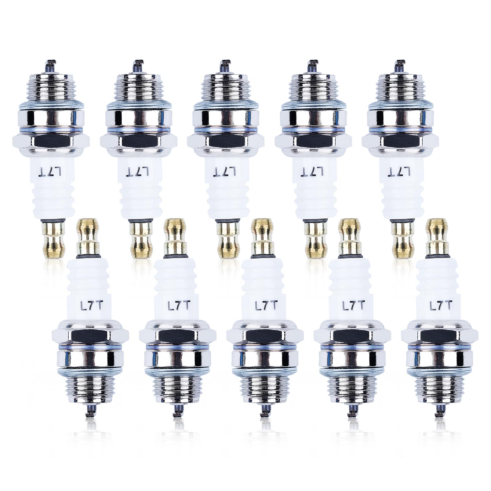 Adefol Candela di Accensione per NGK BPMR7A L7T e Champion CJ8 RCJ6Y RCJ7Y e altre Candele di Accensione, 10 Candele Universali per Motoseghe e Tosaerba per Husqvarna - 2 Tempi