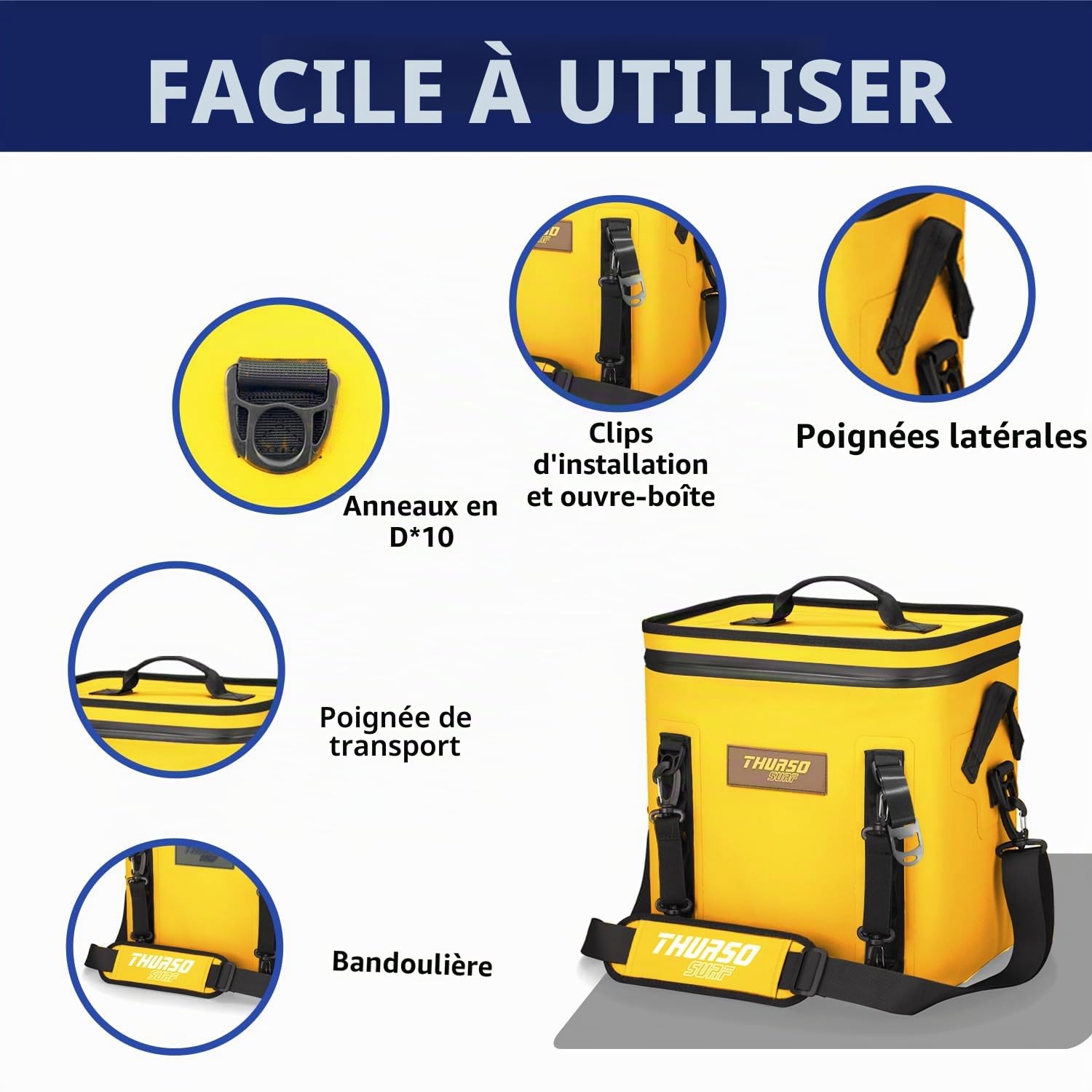 THURSO SURF Glacière souple – Sac isotherme portable de 24 canettes – Isolation de 48 heures étanche et hermétique à fermeture éclair flottante pour voyage, camping, kayak, planche à pagaie (mandarine