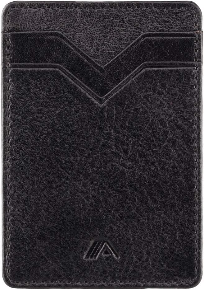 A-SLIMRFID Small Card Holder - Minimalist Front Pocket Wallet - Mens Leather Card Holder Wallet - Upright Credit Card Wallet - Jimi