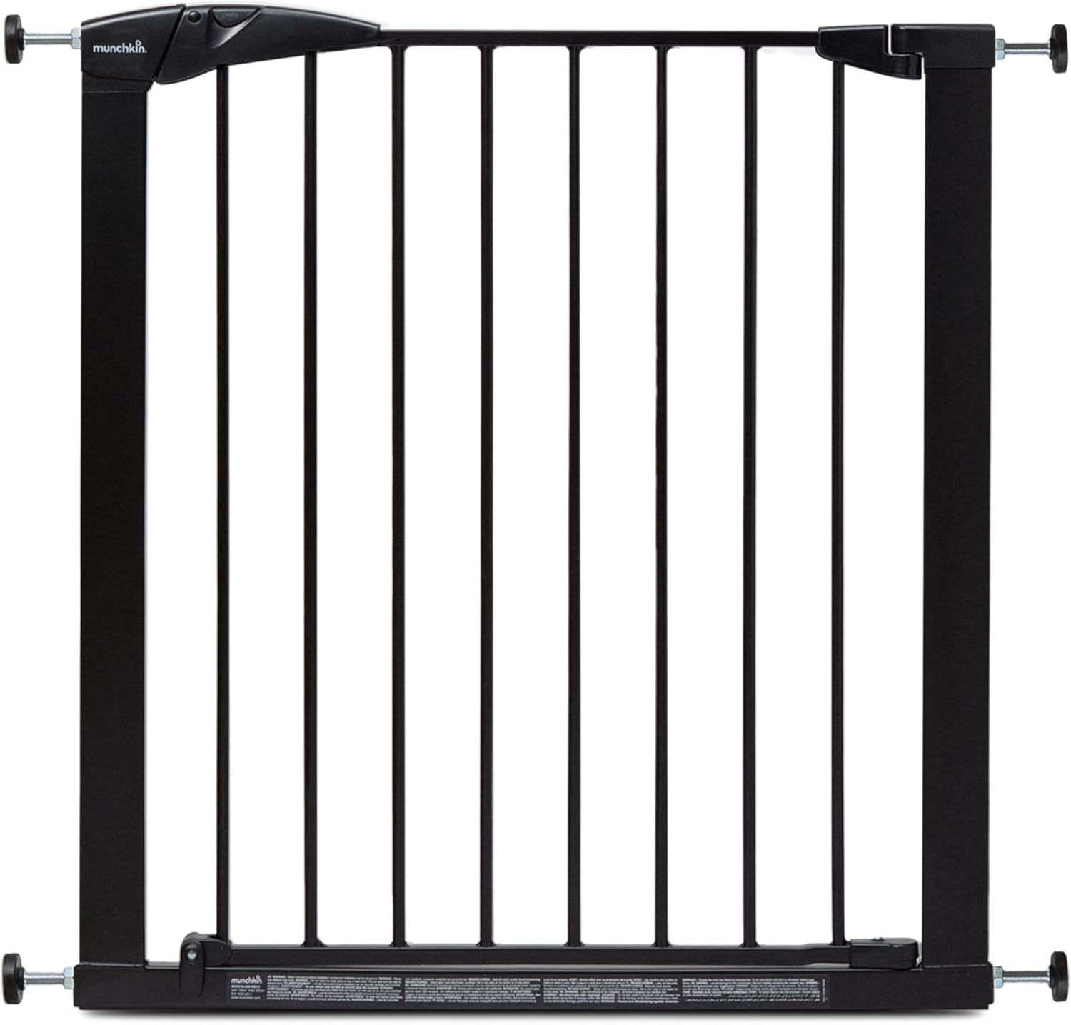 Munchkin Maxi-Secure Pressure Fit Toddler & Baby Safety Gate, for Stairs & Doorways Four point pressure fit, 76-82 cm, Black, (Measure from narrowest point (skirting to skirting)