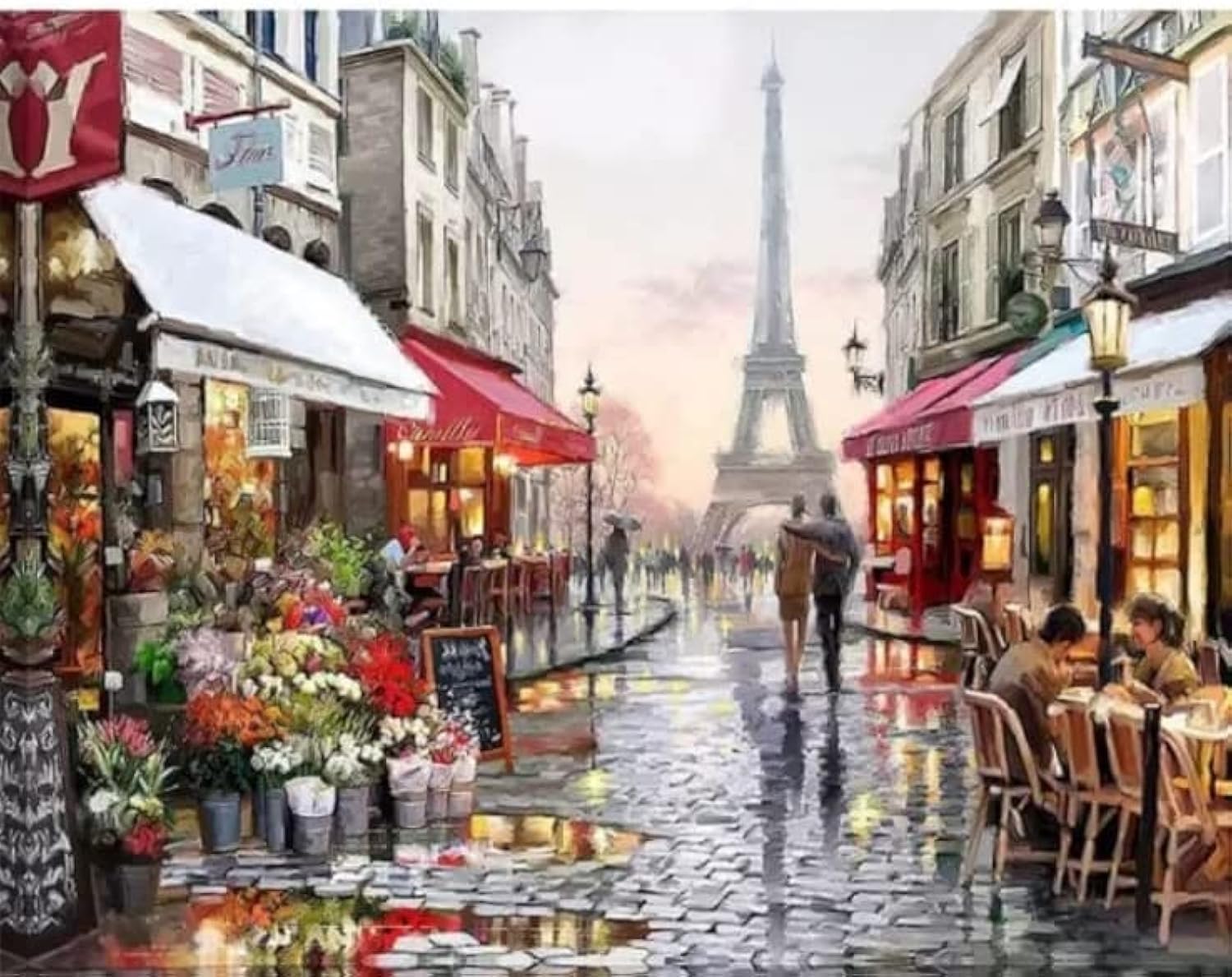 TULIP N TURTLE® Effiel Tower DIY Acrylic Paint by Number Kit for Adults Kids Beginner Number Painting kit DIY Canvas Painting by Number. Wall Decoration DIY Painting kit for Adults