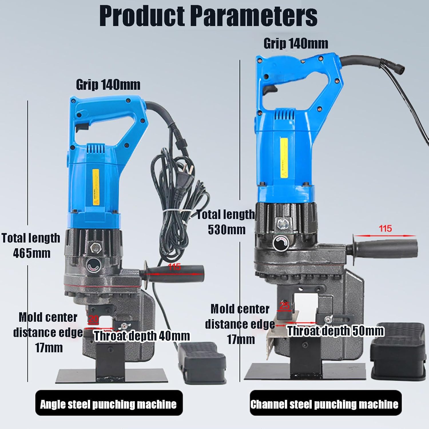 Electric Hydraulic Puncher Tool Set for Steel, Iron, Aluminum, Copper - Fast and Easy Operation - with Carrying Case