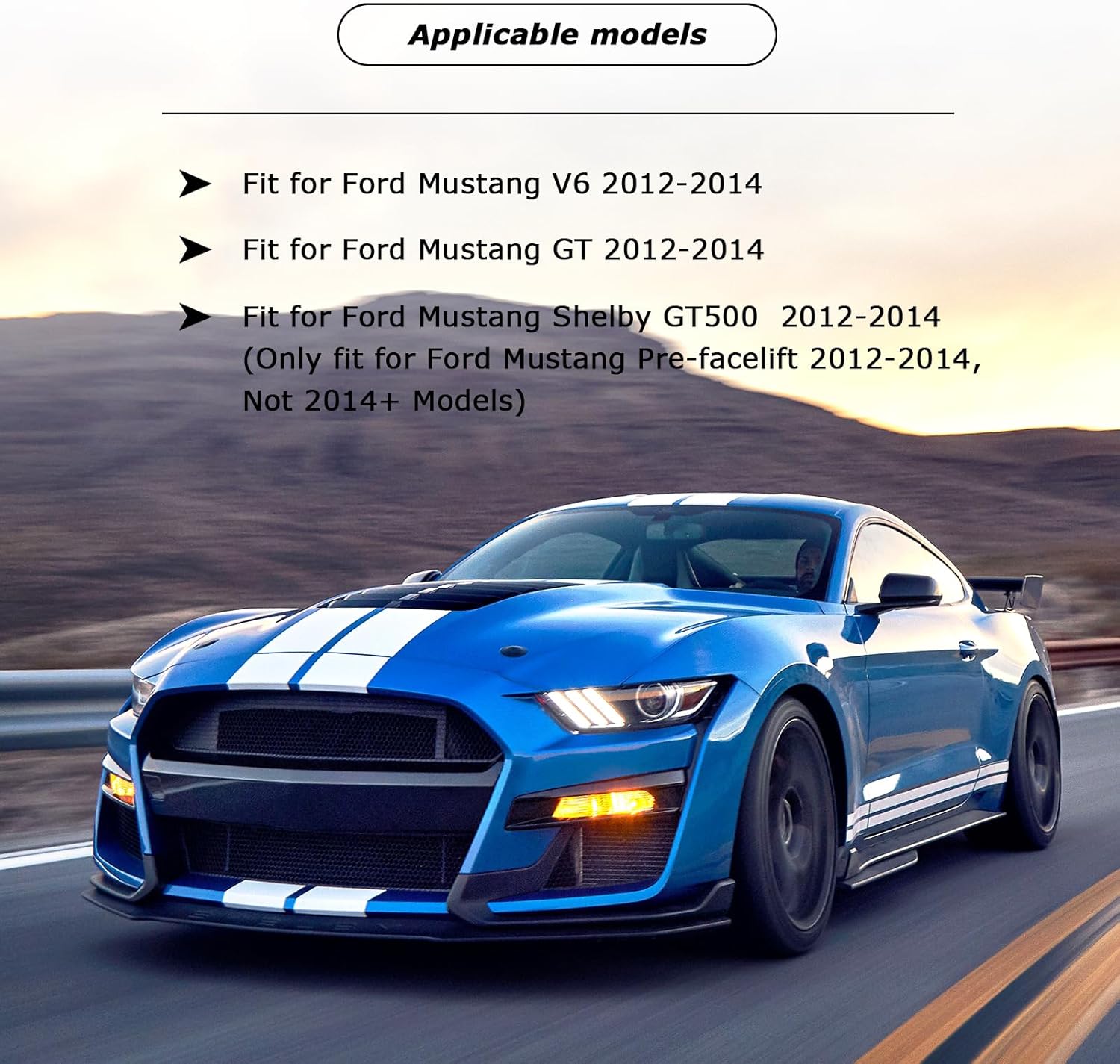 Real Carbon Fiber Steering Wheel For Mustang EcoBoost/GT/Shelby GT350/GT350R 2012-2014 D-shaped Nappa Perforated Leather Flat-bottom Steering Wheel