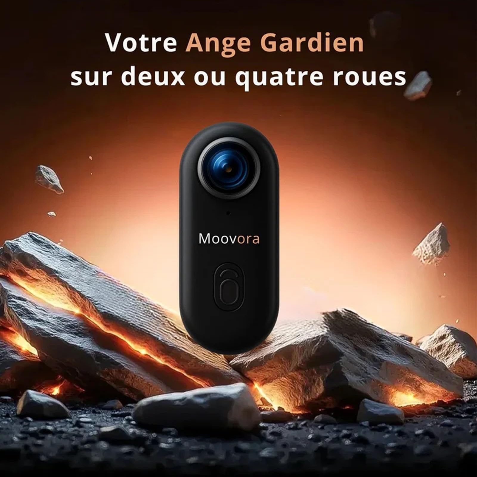 Moovora, Dashcam Intelligente, Caméra d'action Portable Au Pouce avec Enregistrement Audio Et Vidéo, étanche 4k avec Magnétique Et Clip à 360° pour Le Vélo, Underwater, Sports(Black-4k)