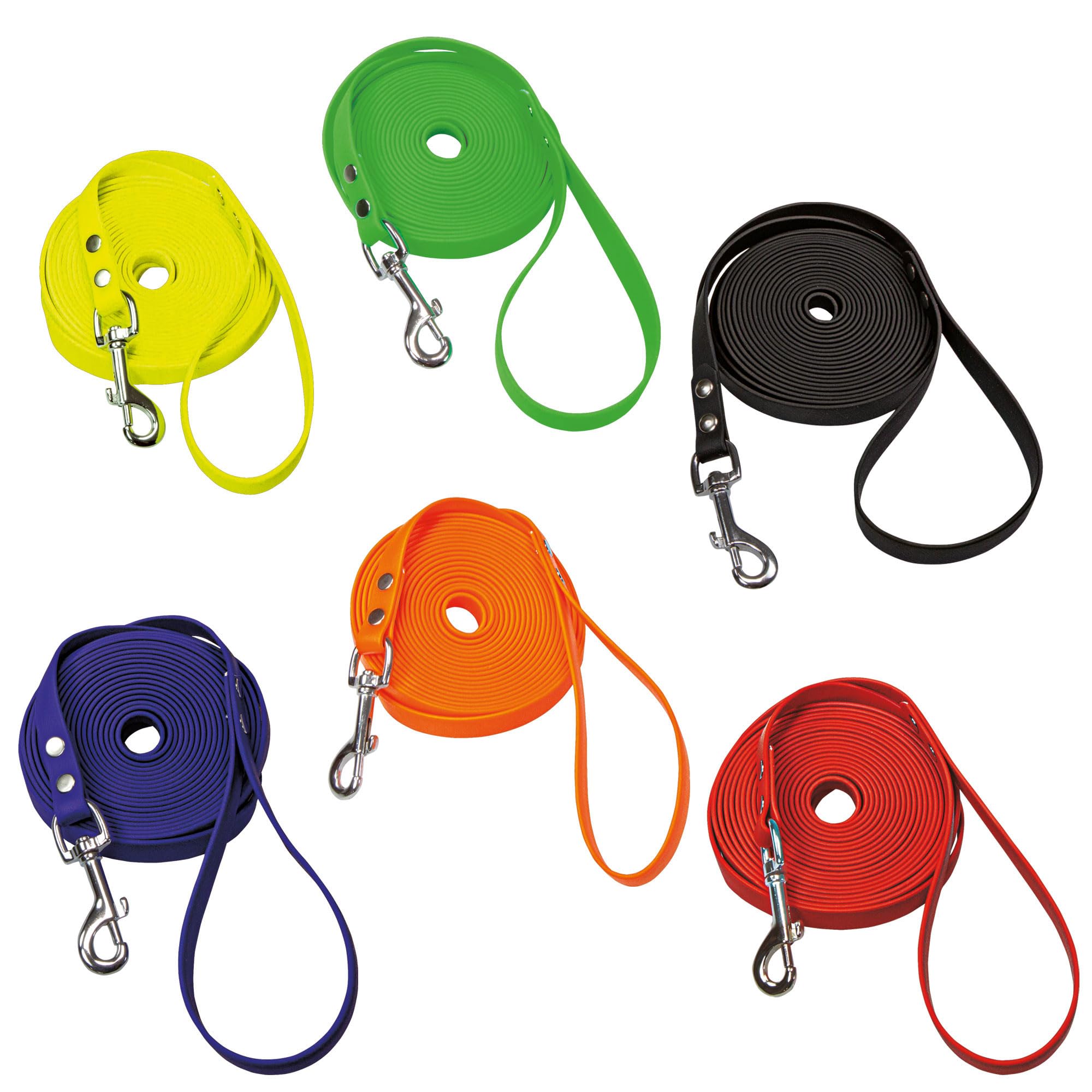 Schecker gelbe Biothane® Schleppleine mit Handschlaufe, 10 m / 19 mm extrem widerstandsfähig, witterungsbeständig und reißfest