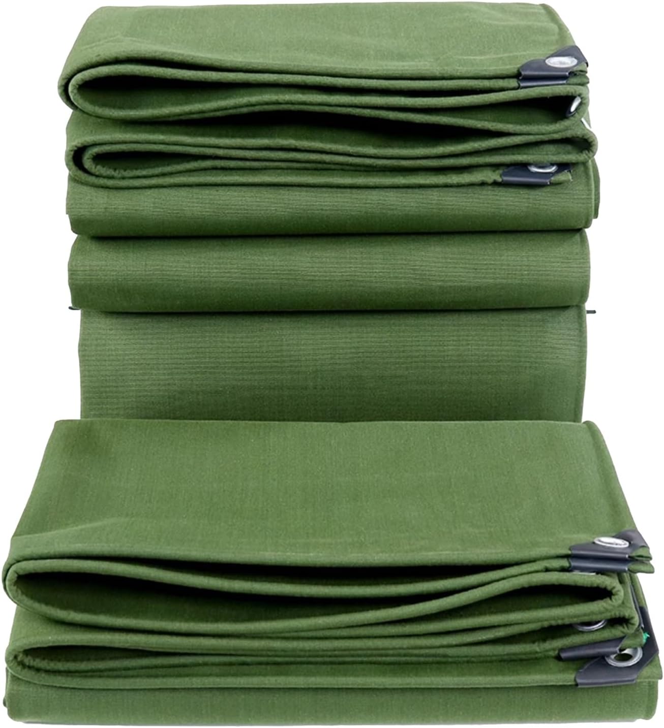Green Heavy Duty Tarpaulin 3x3m 3x4m Waterproof Canvas Tarp Sheet with Metal Grommets, Cover and Protect Car, Wood and Building Materials(1x2.5m)