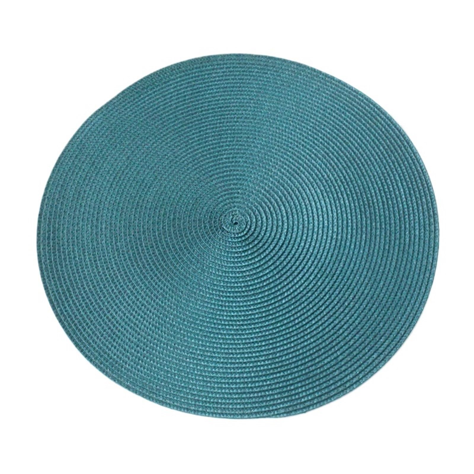 place mats for table Round Placemats For Dining Table Heat-Resistant Stain Resistant Anti-Skid Washable Cotton Woven Tableware Mat for Kitchen Restaurant Dining Table(Blue)