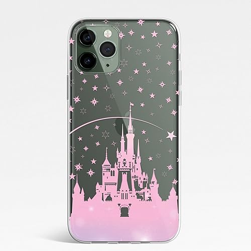 Miniatura 2 de Carácter De La Película De Dibujos Animados Fan Art Clear Flexible TPU Funda Para IPhone 13 Pro Max - Castillo De Disney Rosa