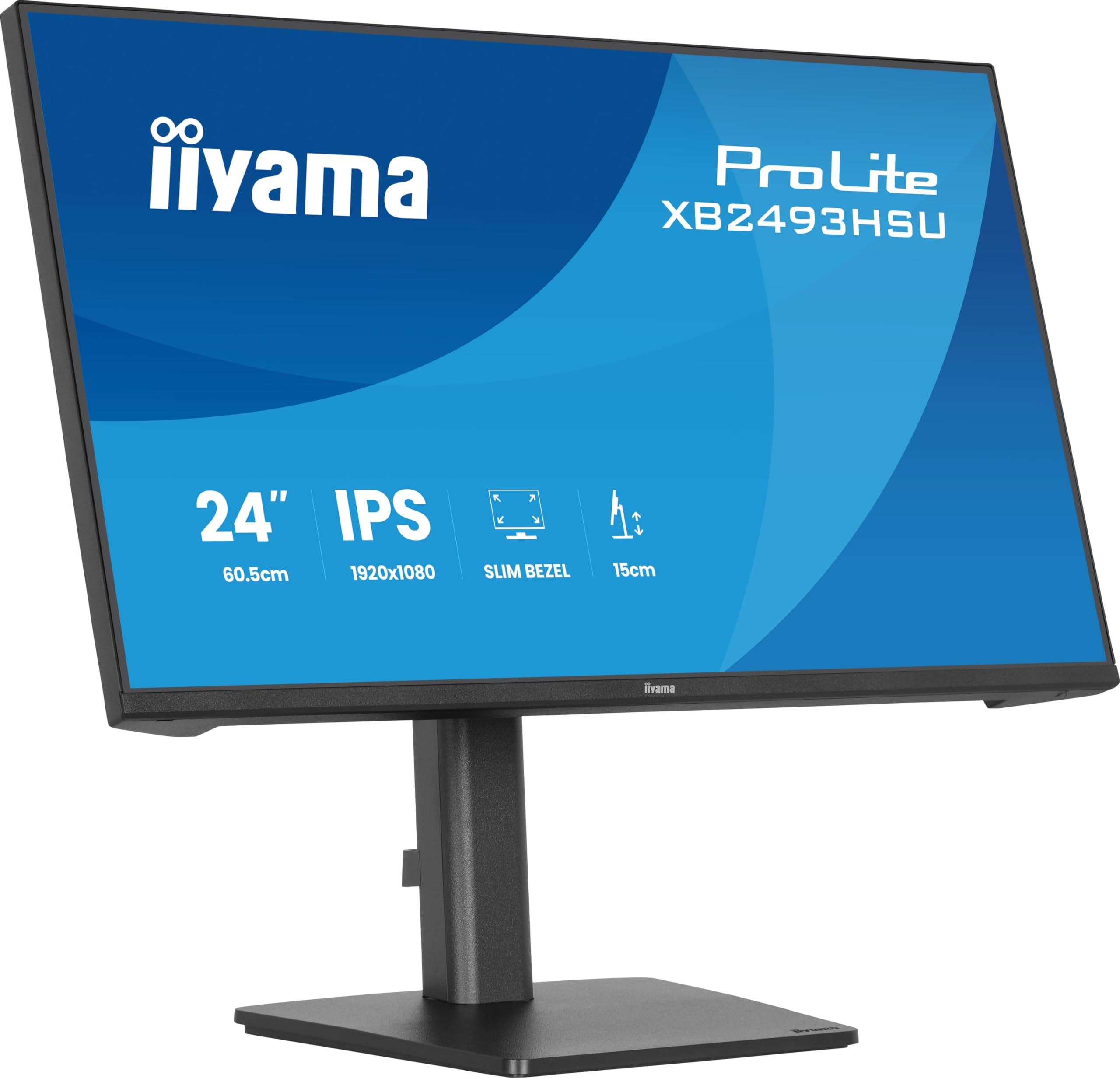 iiyama Prolite XB2493HSU-B1 60,5cm 23,8" IPS LED-Monitor Full-HD 120Hz HDMI DP USB2.0 Slim-Line Höhenverstellung Pivot Adaptive Sync Energieklasse C schwarz